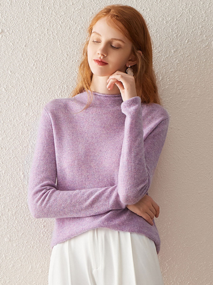 100% Cashmere Round Neck Knit Sweater
