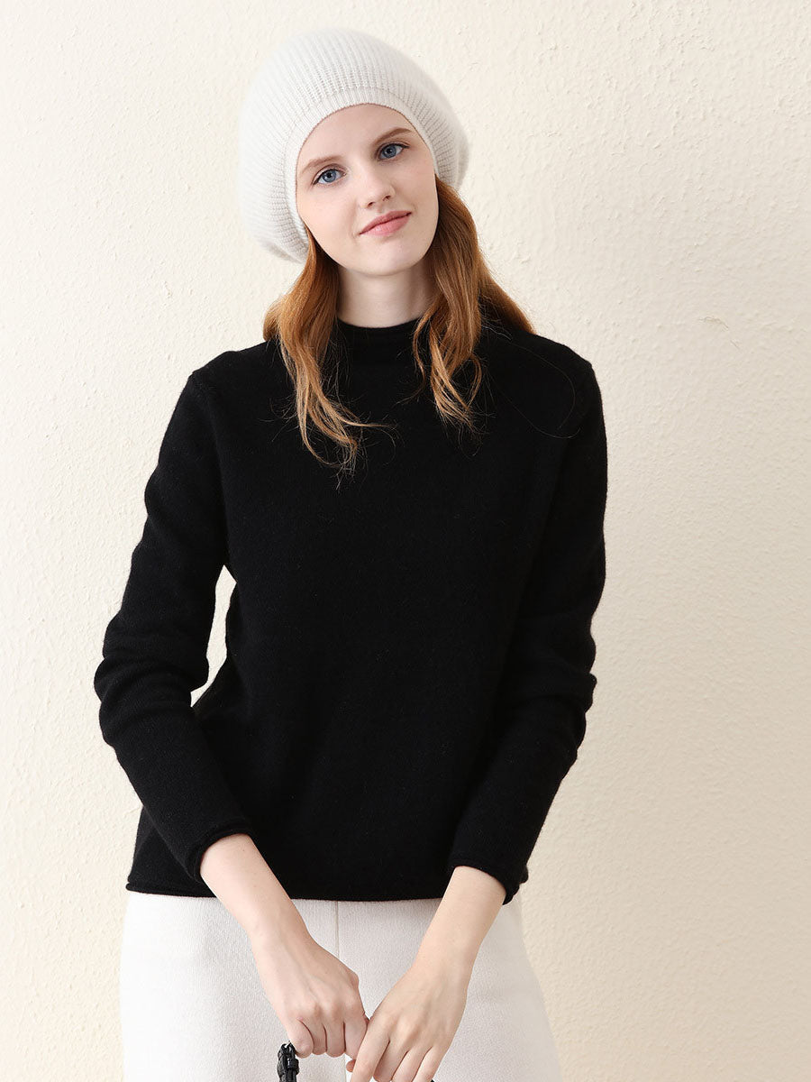 100% Cashmere Round Neck Knit Sweater