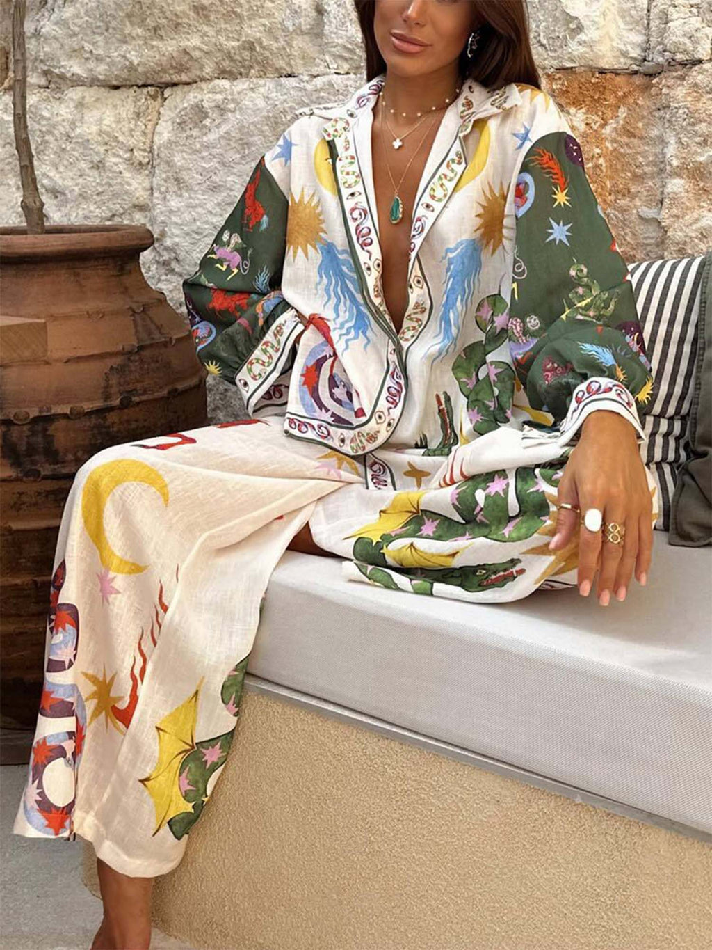 Tropical Graphic Print Two-piece Set