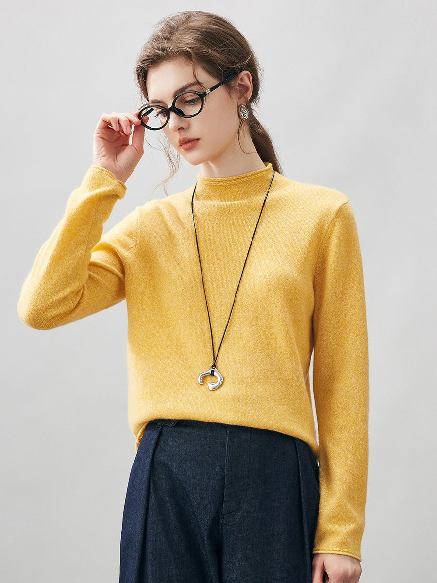 100% Cashmere Round Neck Knit Sweater