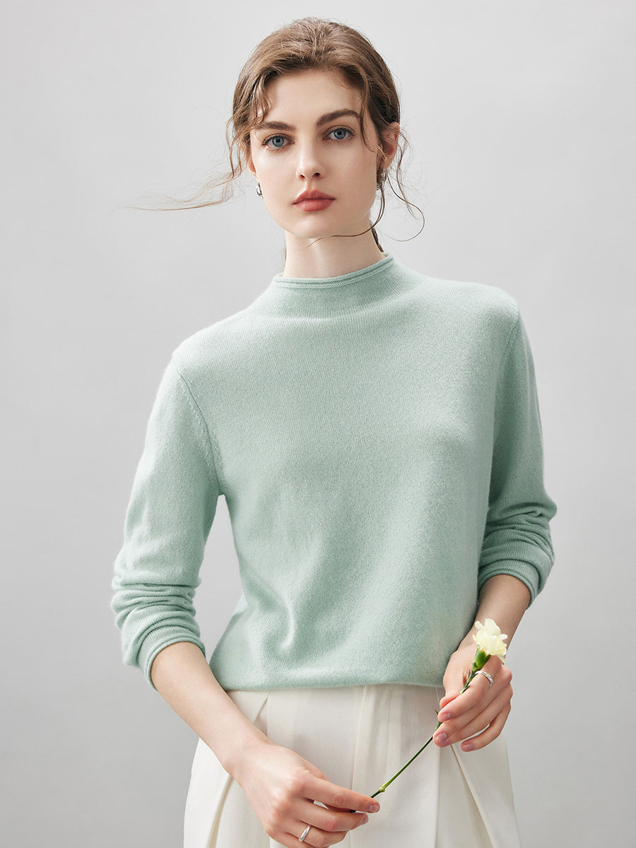 100% Cashmere Round Neck Knit Sweater