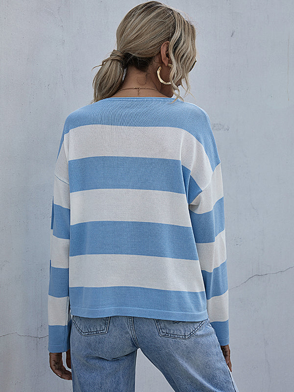 Round Neck Long Sleeve Knitted Sweater