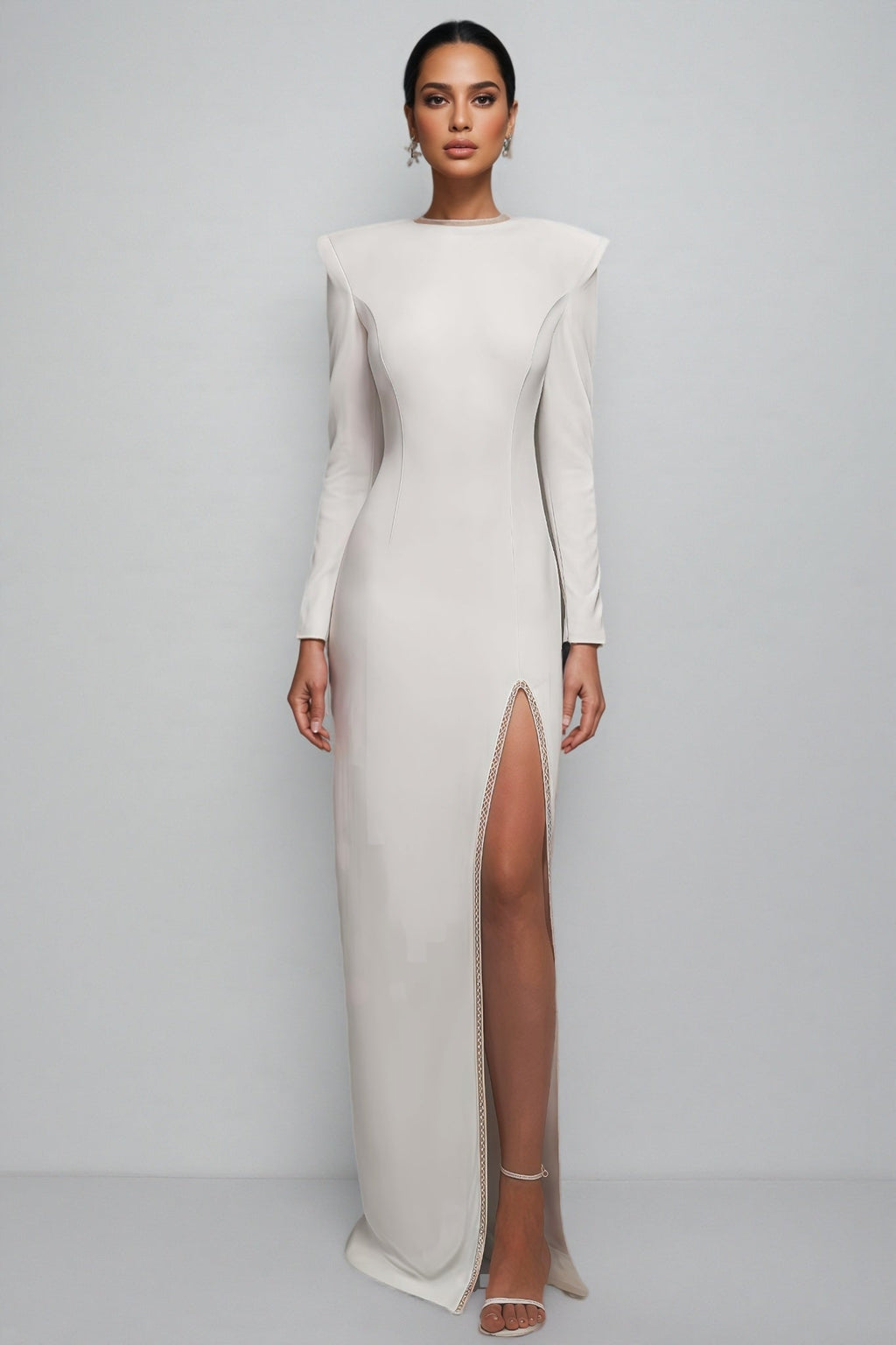 Lalia White Waisted Maxi Dress