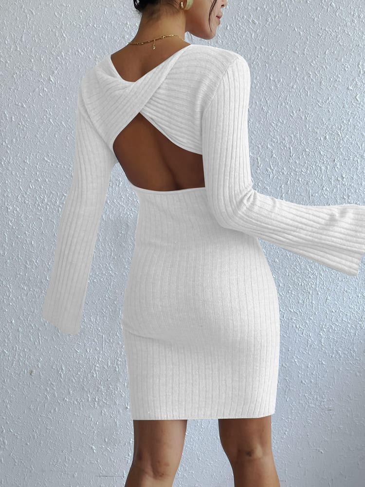 Backless Knit Sweater Dress