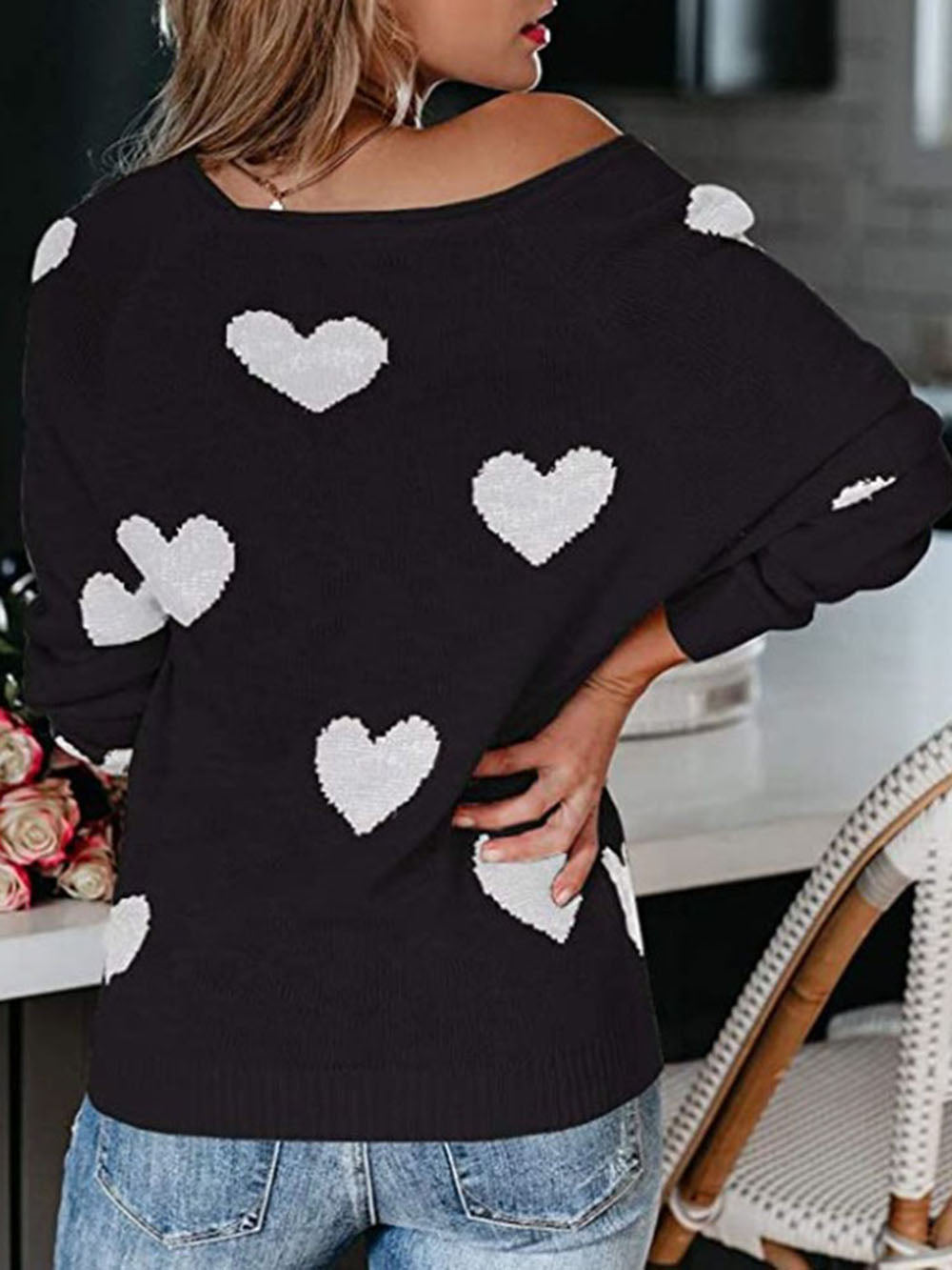 Valentine's Day V-neck Knit Sweater