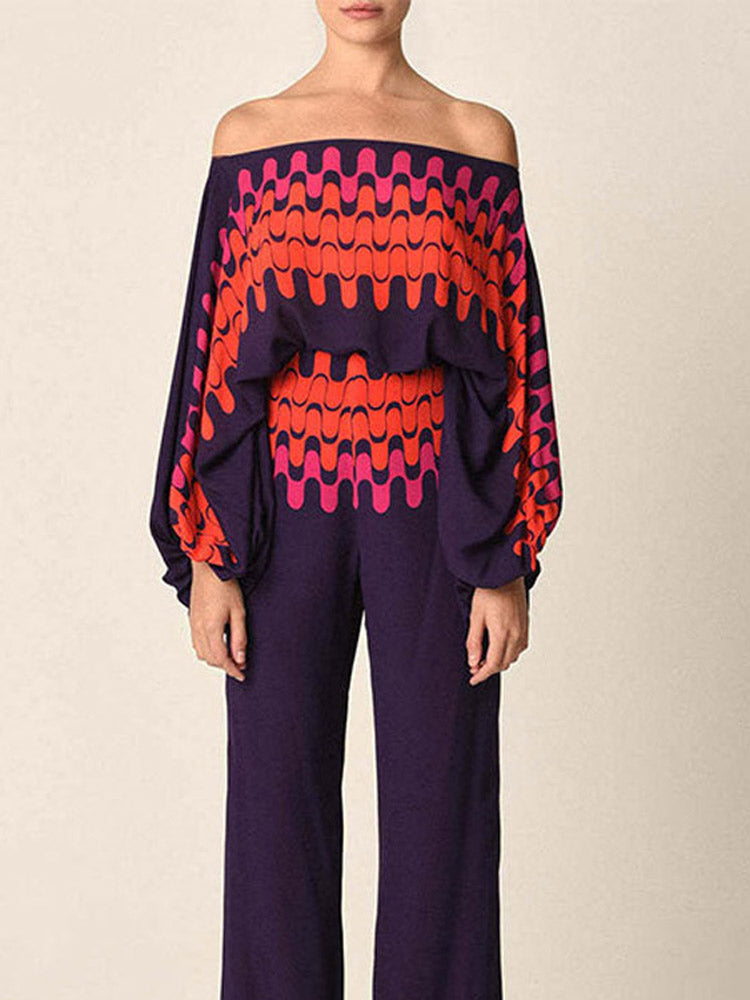 Abstract Waves Two-piece Set - Purple