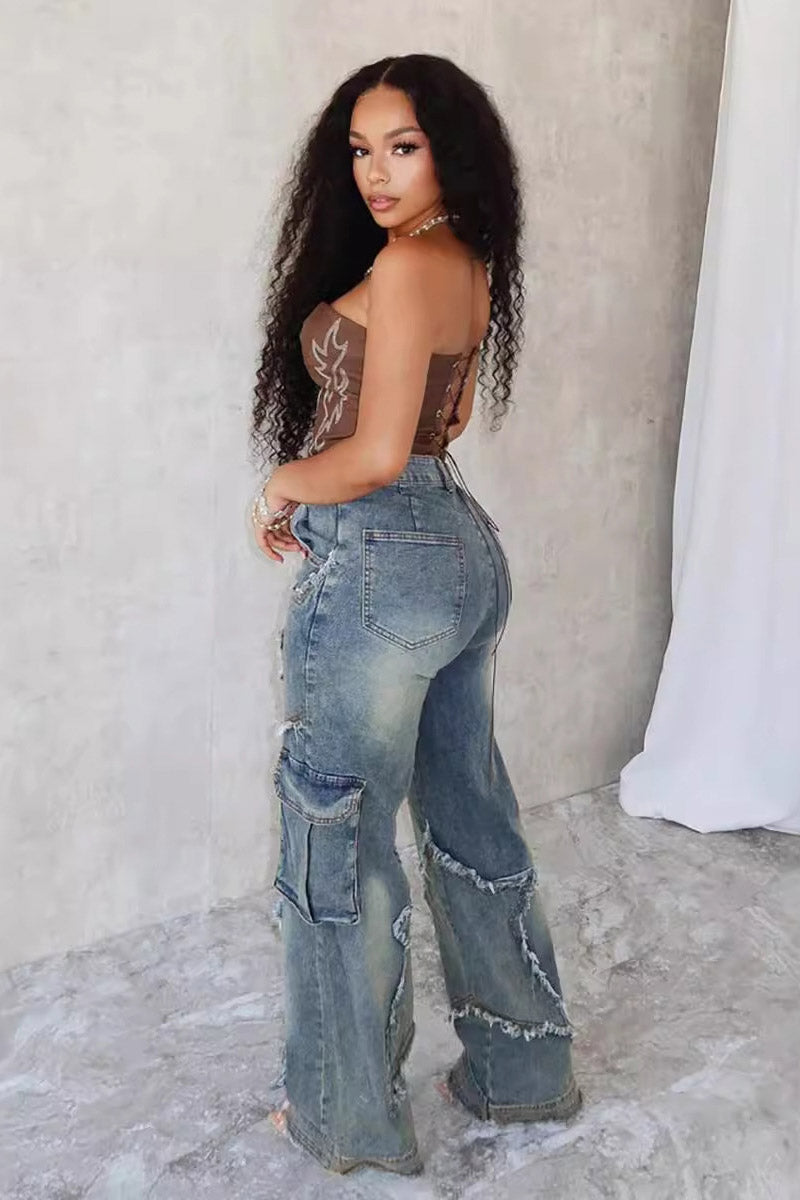 Star Tassel Fringe Wide-leg Pants