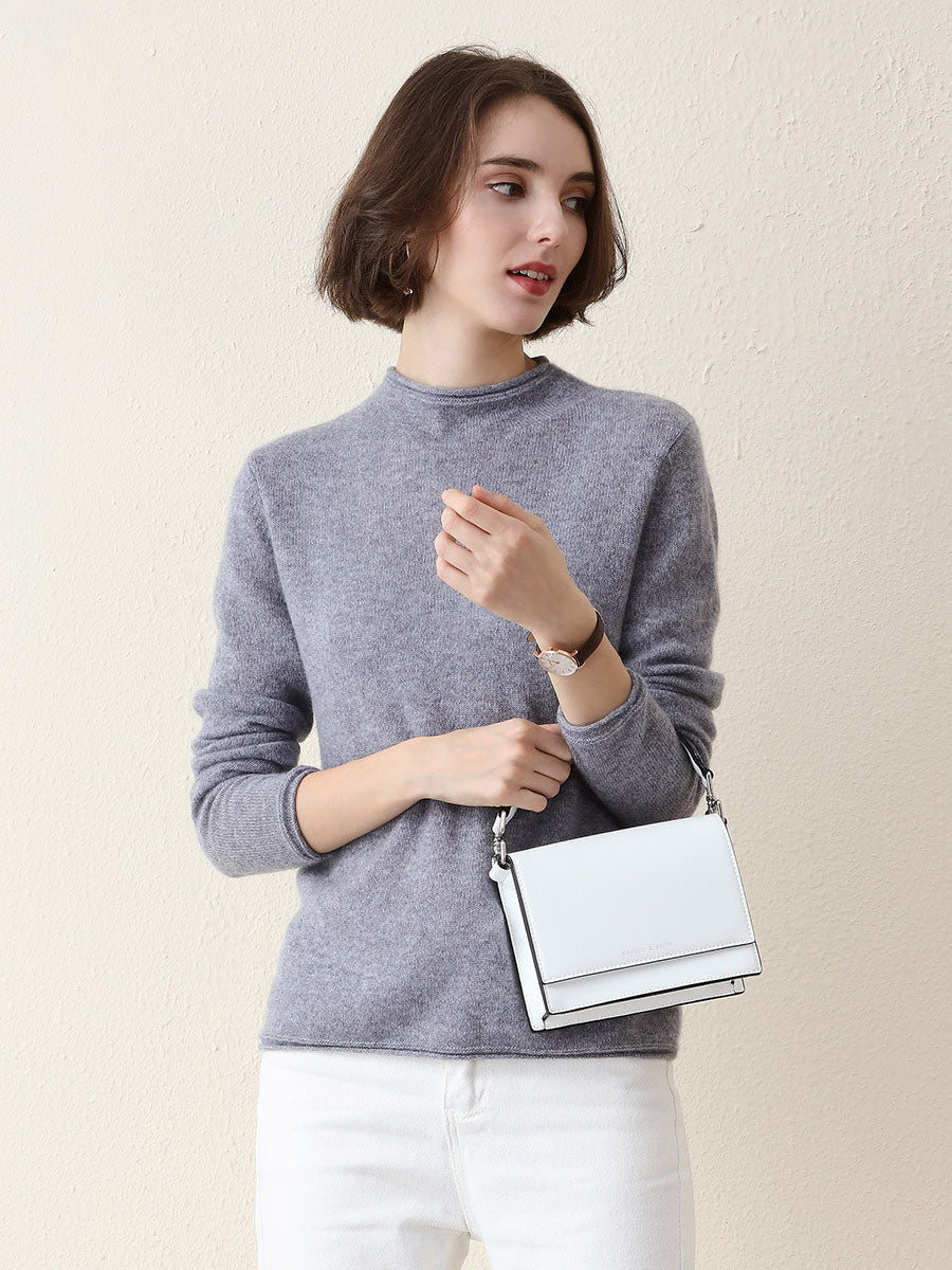 100% Cashmere Round Neck Knit Sweater