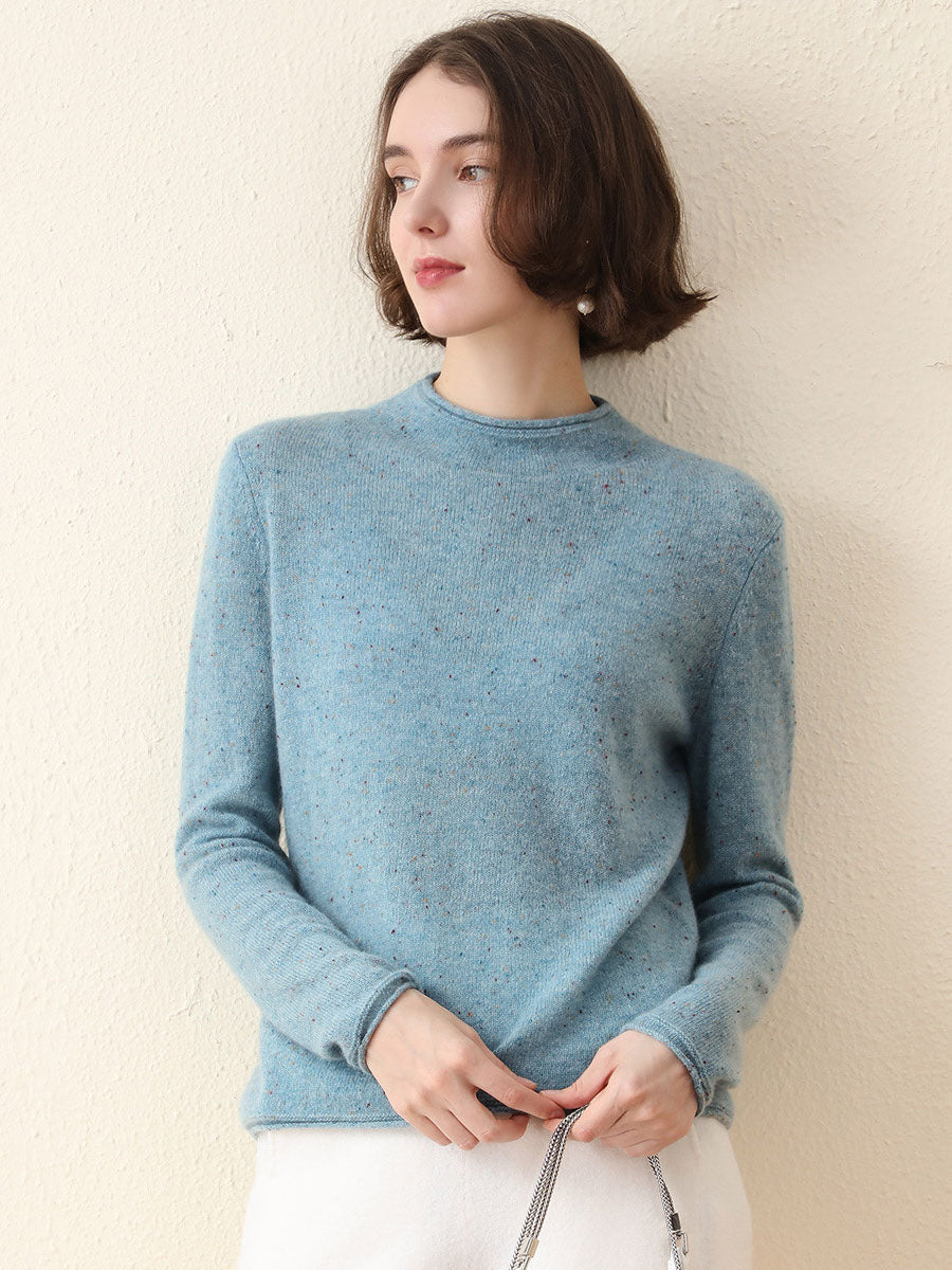 100% Cashmere Round Neck Knit Sweater