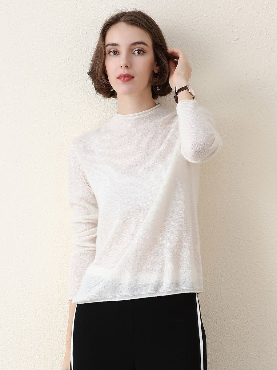 100% Cashmere Round Neck Knit Sweater