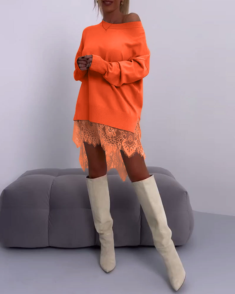 Angeline - Fashionably Off-shoulder Sweater Dress