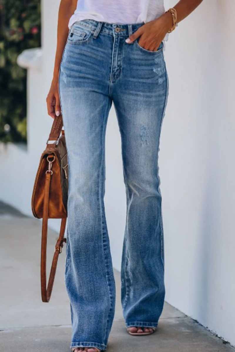 Jeans Flared Pants Mid Rise Trousers