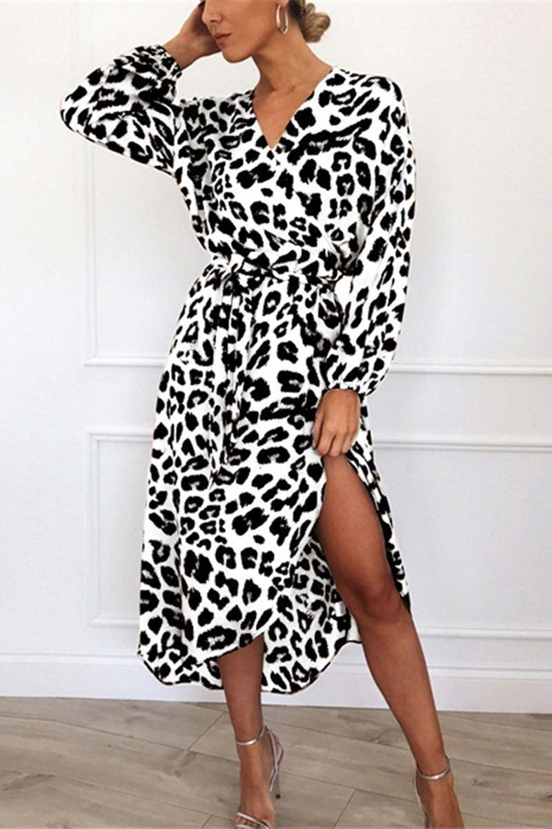 V Neck Leopard Dress(4 Colors)