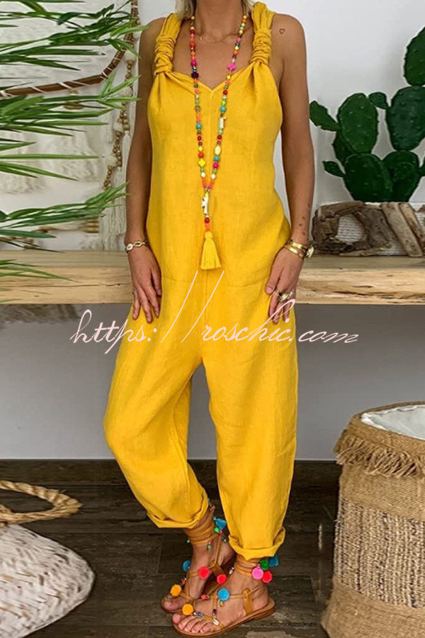 Harper Backless Knotted Strappy Loose Jumpsuit