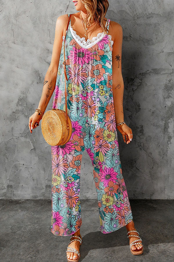 Spaghetti Straps Wide Leg Pocketed Jumpsuits