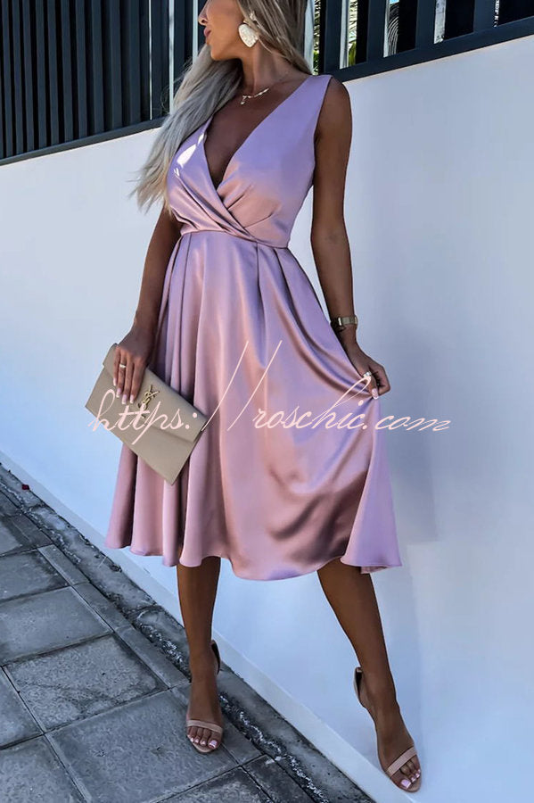 Hold You in My Memory Satin Midi Dress