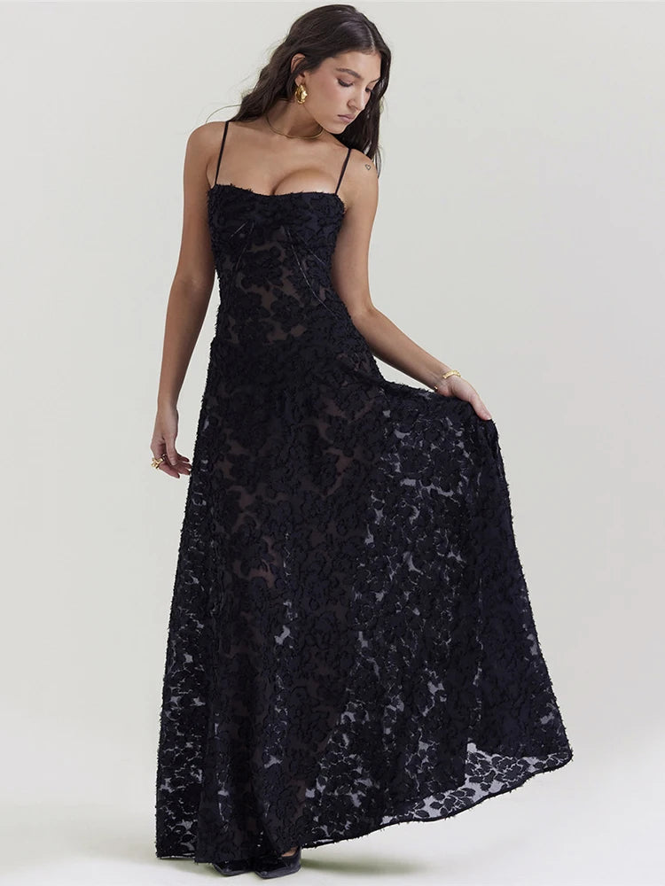 Print Backless Maxi Dress for New Spaghetti Strap Sleeveless Loose A-line Club Party Long Dress
