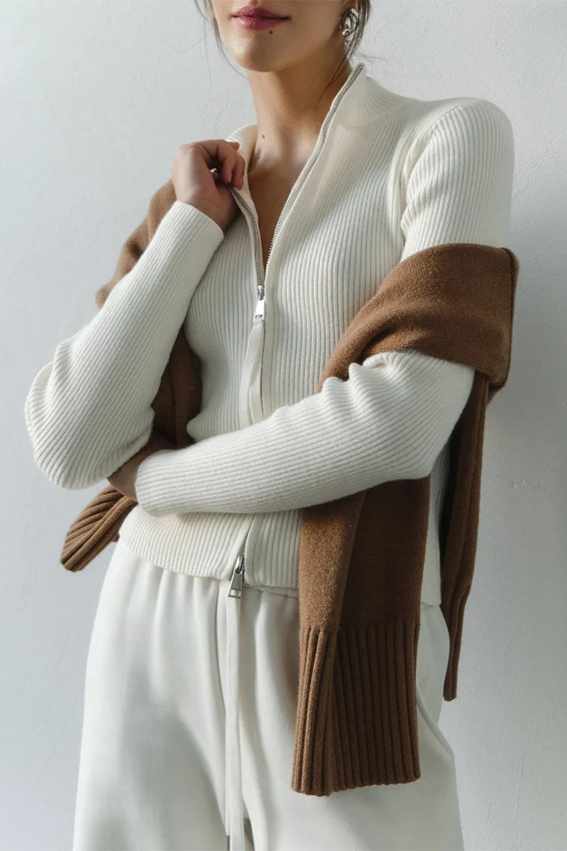 Zip Front Knit Cardigan