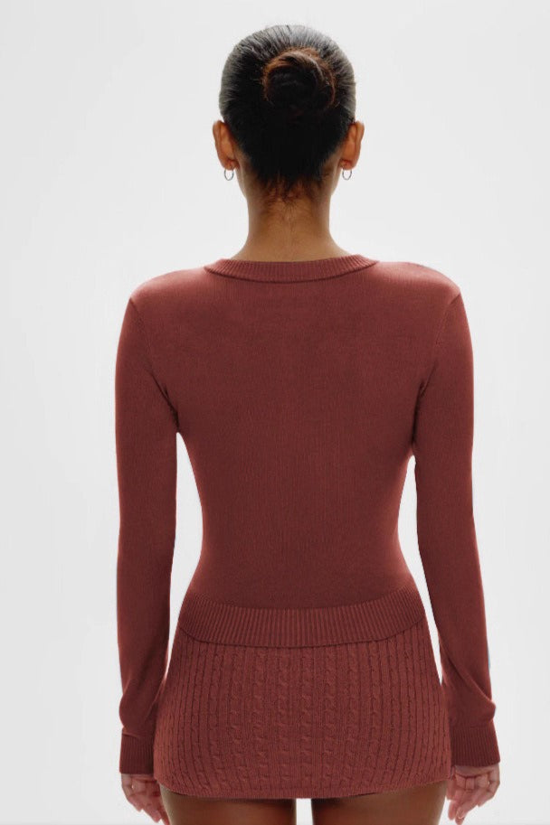 Retro Lazy-style Versatile Crew-neck Long-sleeve Knit Cardigan