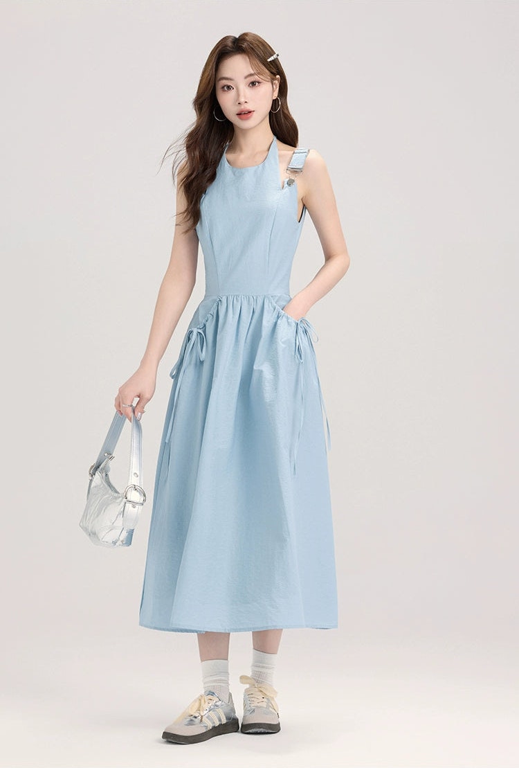 Overall Midi Dress With Side Ties