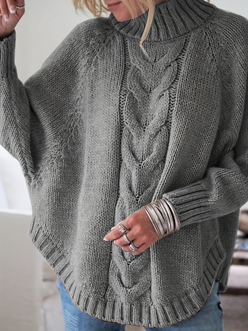 Sheerah - Loose Turtleneck Sweater