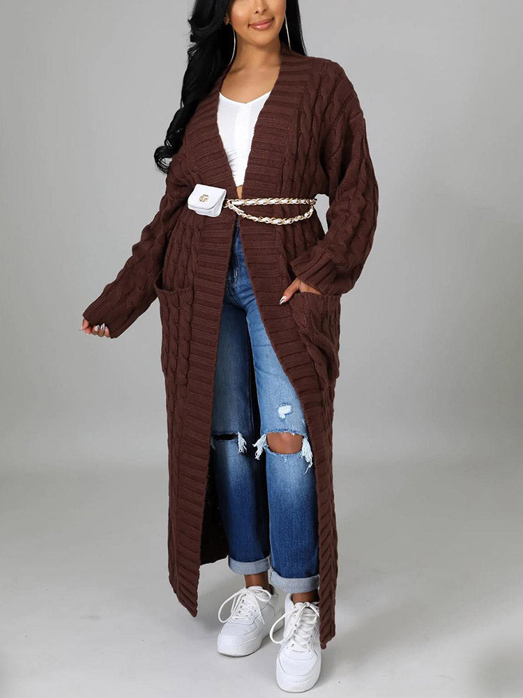 Knitted Graceful Open Front Cardigan