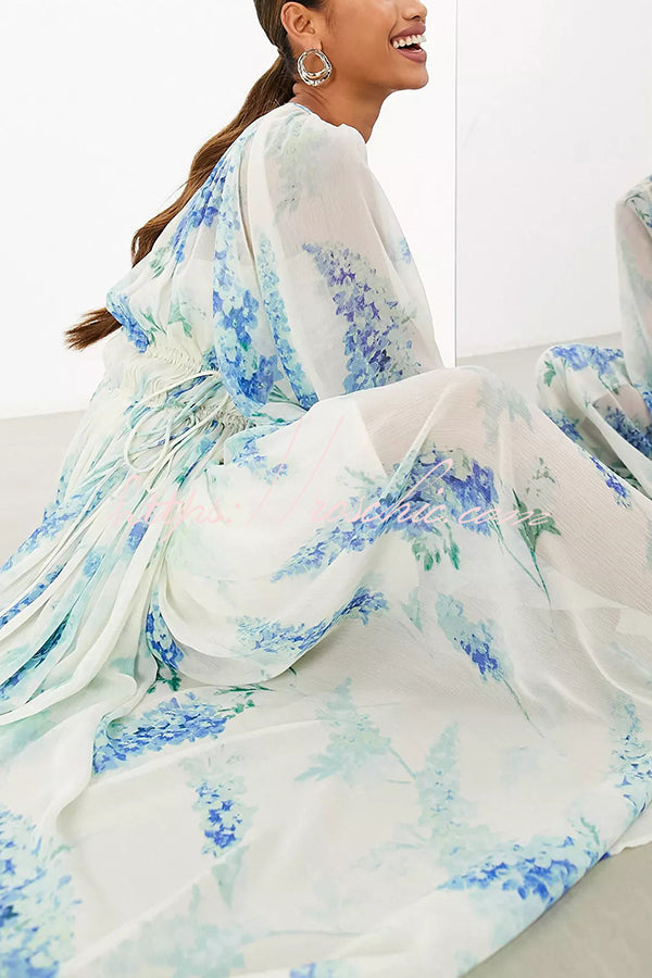Headed to the Ocean Chiffon Drawstring Waist Maxi Dresses