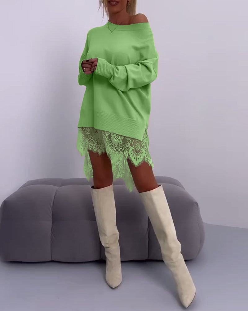 Angeline - Fashionably Off-shoulder Sweater Dress