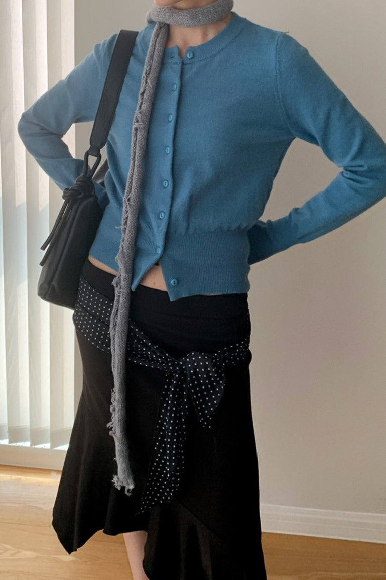 Slim-fit Round-neck Knit Cardigan