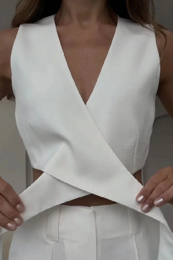 Crossover Vest & Pants Two-piece Set