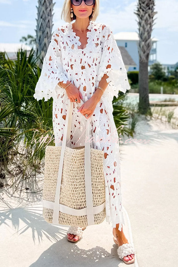 I Belong Here Eyelet Lace Cover Up Beach Midi Dress