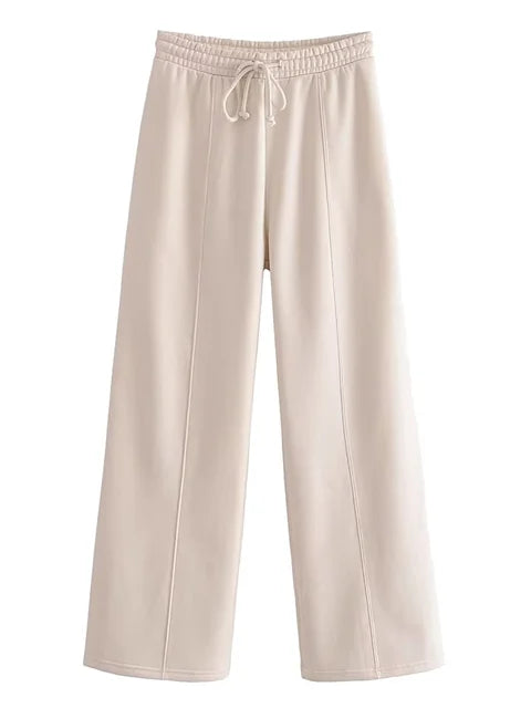 Autumn 2 Piece-set Tracksuit Trousers Outfits Female Slim High Waist Drawstring Clothes Loose ’s Pants Sets