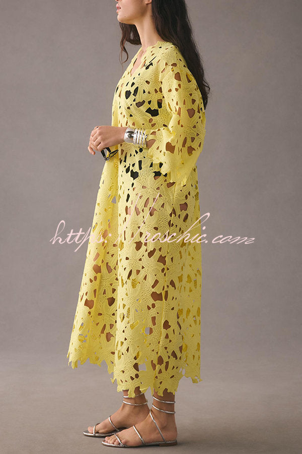 I Belong Here Eyelet Lace Cover Up Beach Midi Dress
