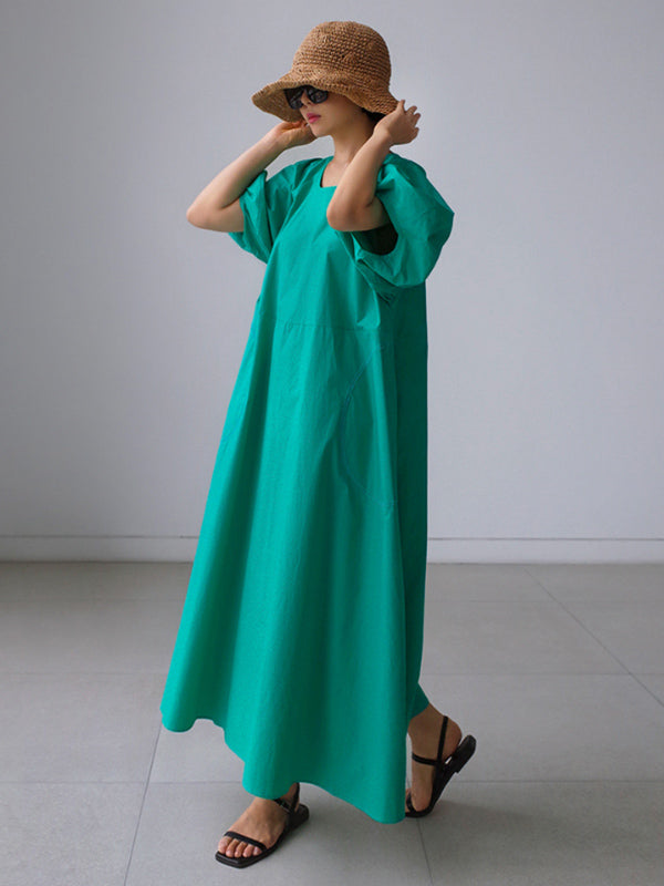 Original Bishop Sleeve Color Midi Dress