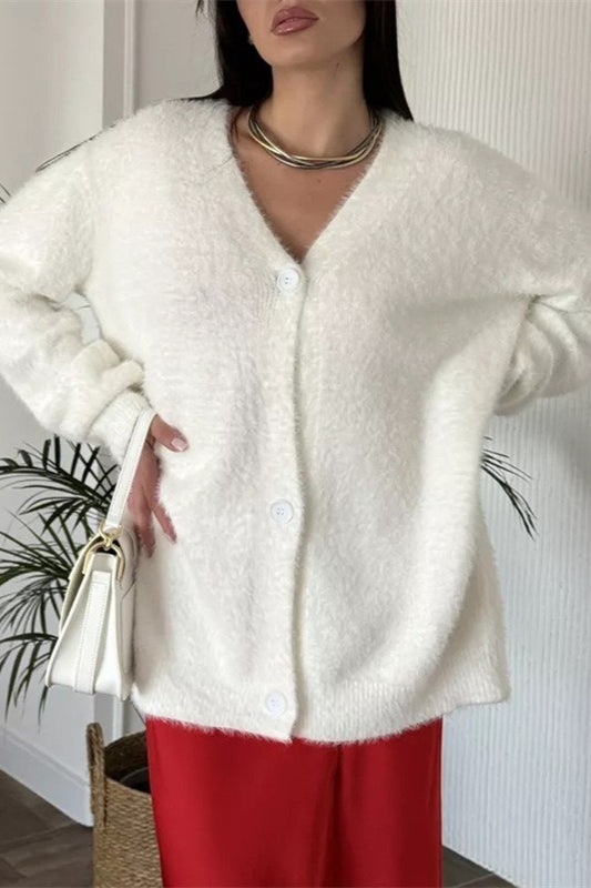 Plush V-neck Cardigan