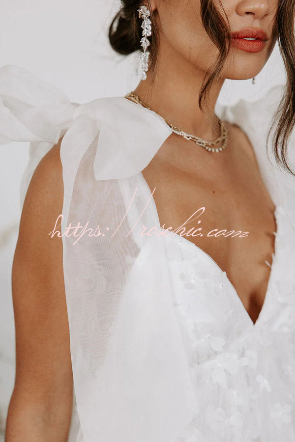 Blooming Love Applique Tulle Organza Mini Dress