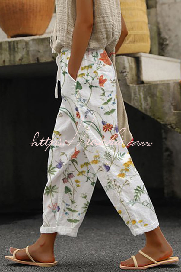 Unique Printed Button Pocket Pants