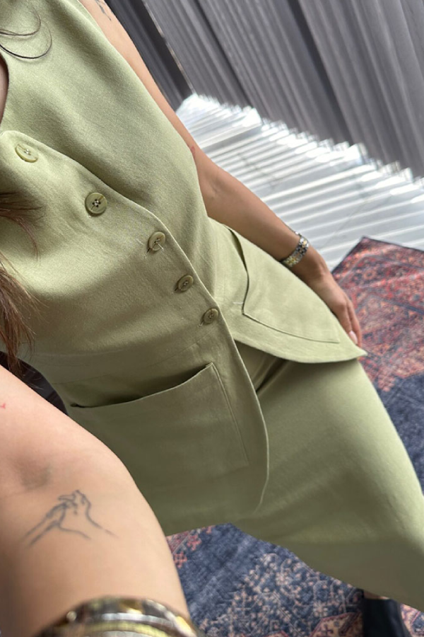 Stylish and Cotton and Linen Two-piece Set