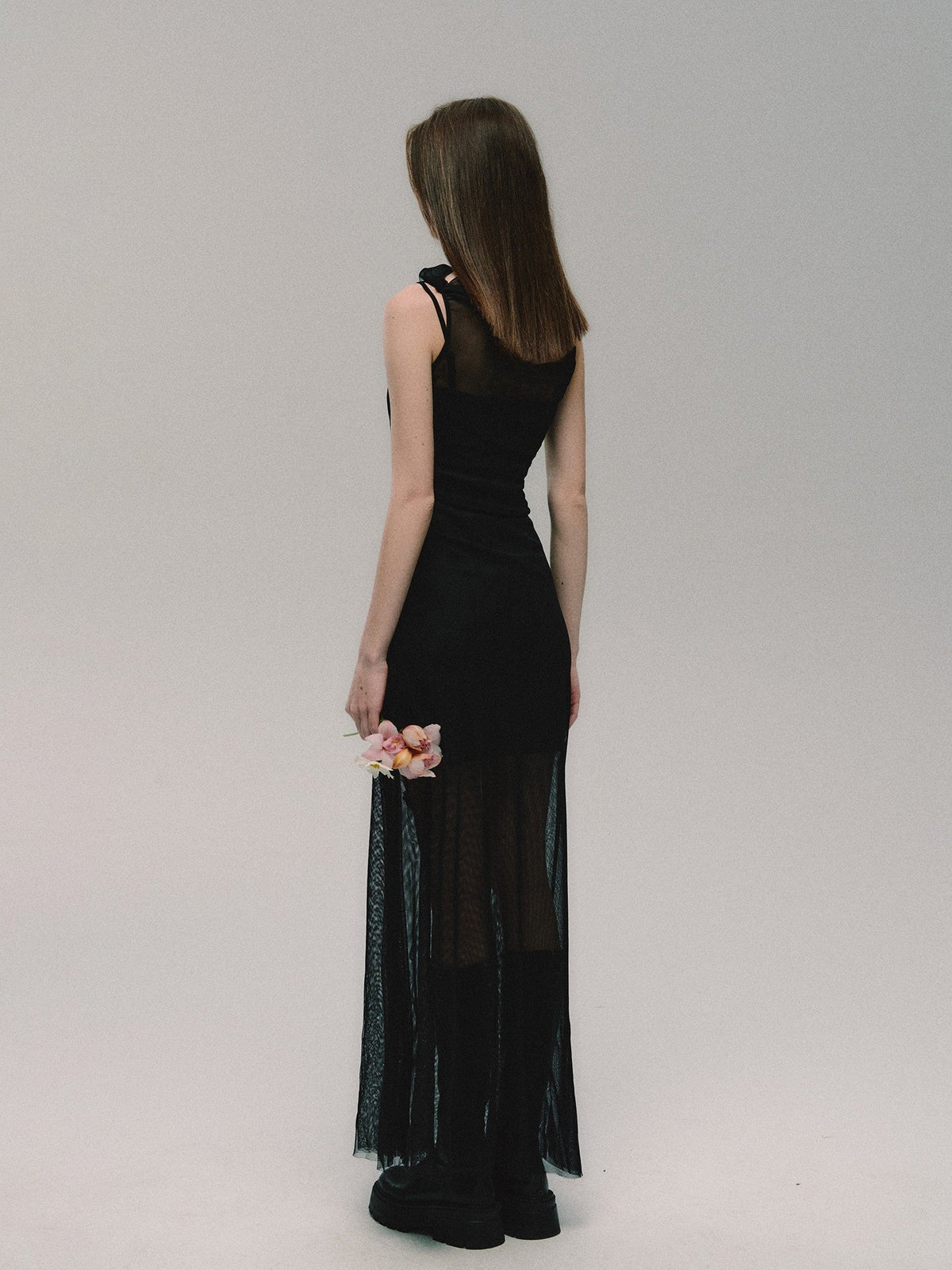 Mesh Panel Maxi Dress