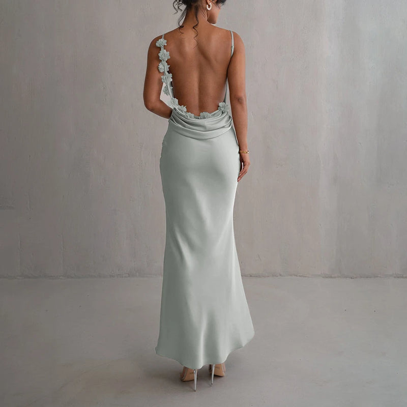Backless 3drose Tassel Maxi Long Dresses for Sleeveless High Waist Bodycon Dress Lady Party Robe