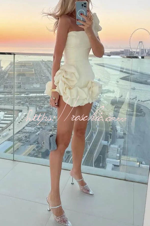 Delightful and Vibe Off Shoulder Flounce Bottom Mini Dress