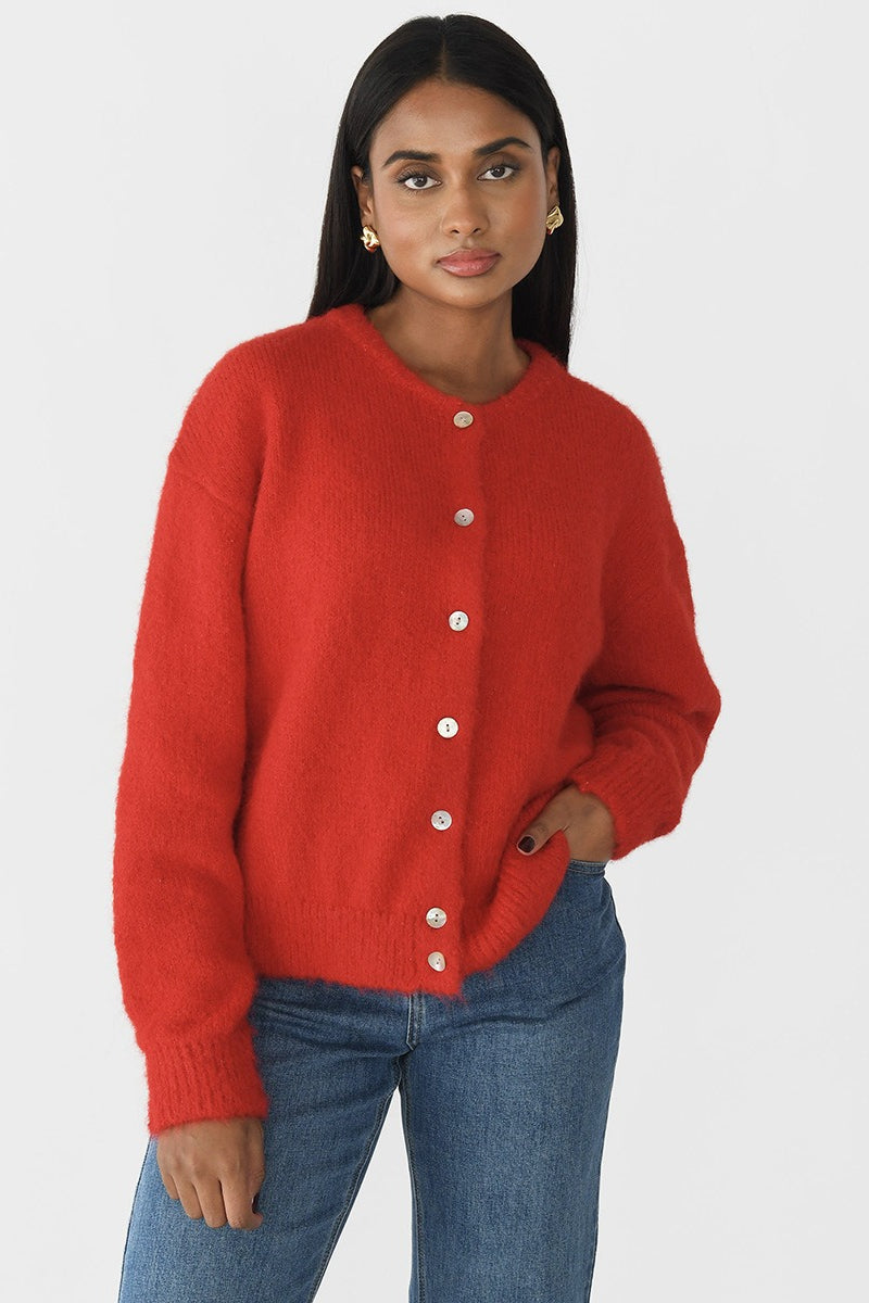 Color Wool Blend Cardigan