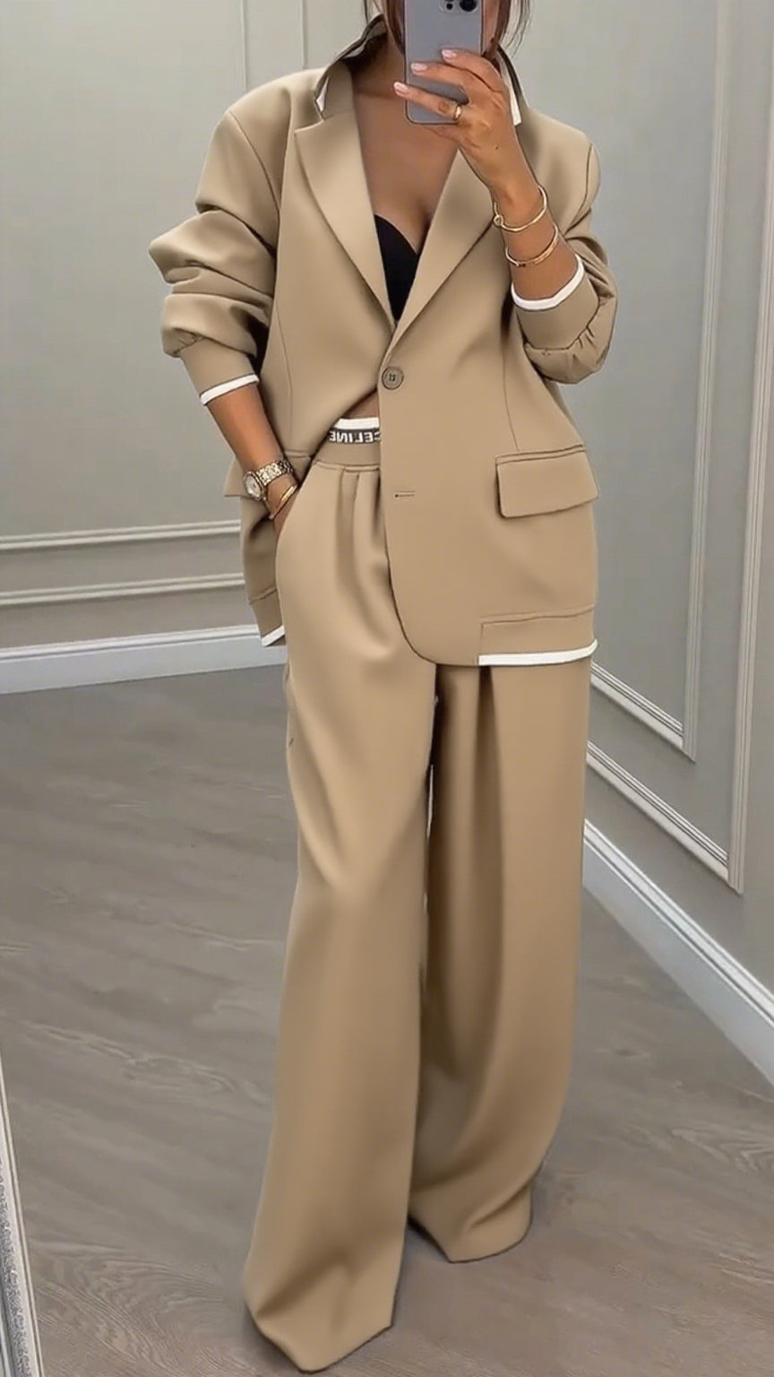 Collar Jacket+ Pants Style Commuting Suit