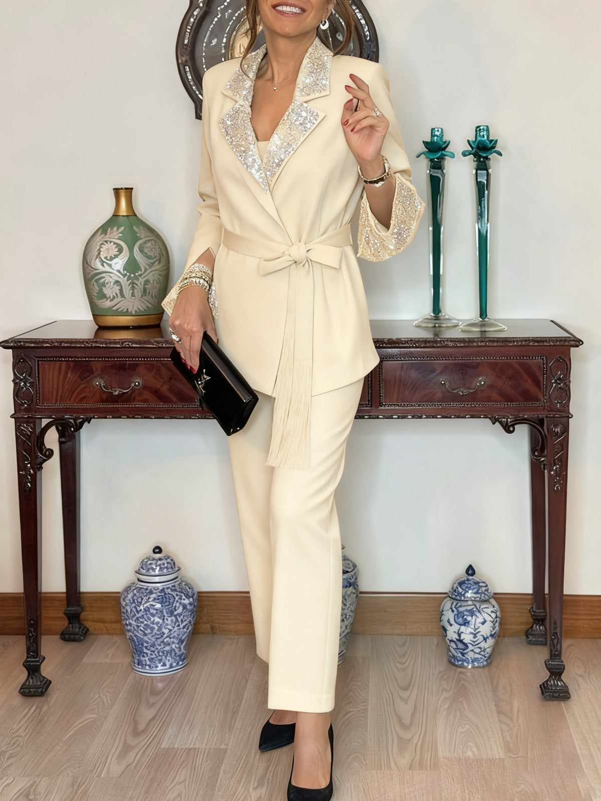 Lapel Jacket + Pants Temperament Commuter Suit