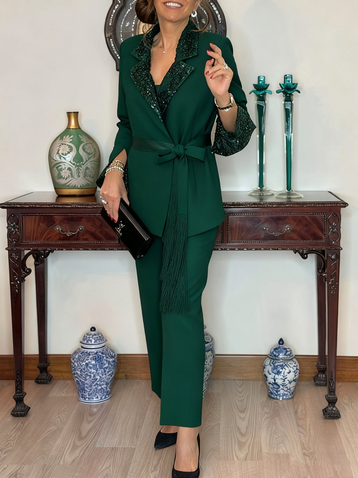 Lapel Jacket + Pants Temperament Commuter Suit