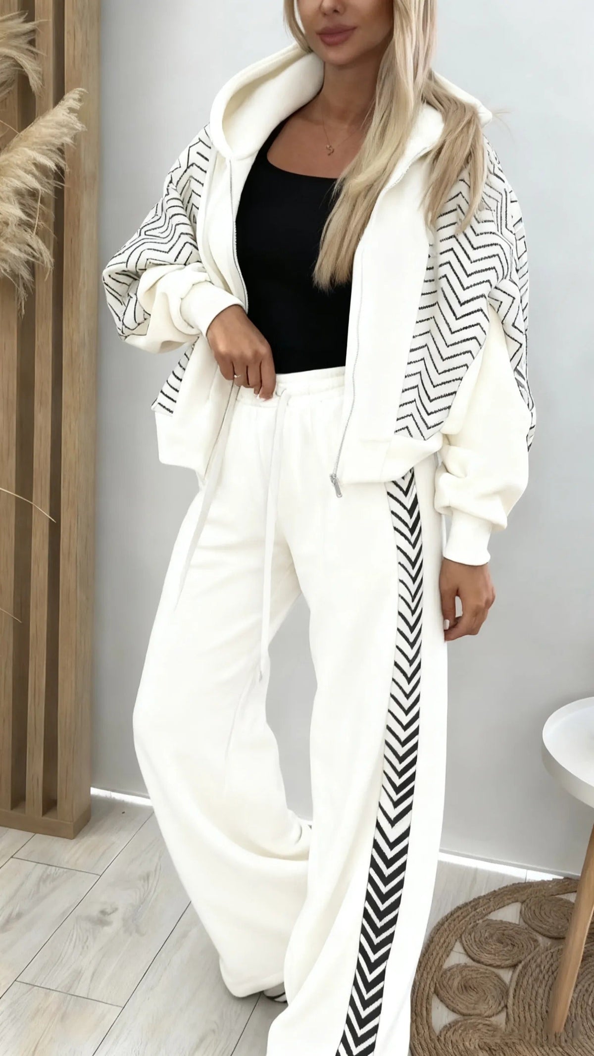 Hooded Spliced Jacket + Pants Set
