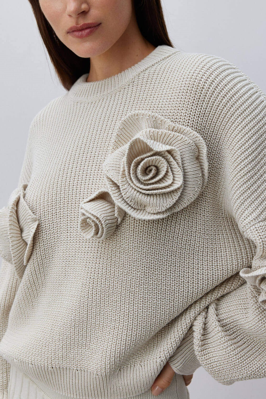 Rose Long Sleeve Knit Sweater