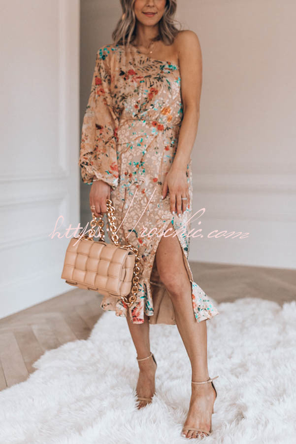 Spring Has Sprung Print One Shoulder Dress