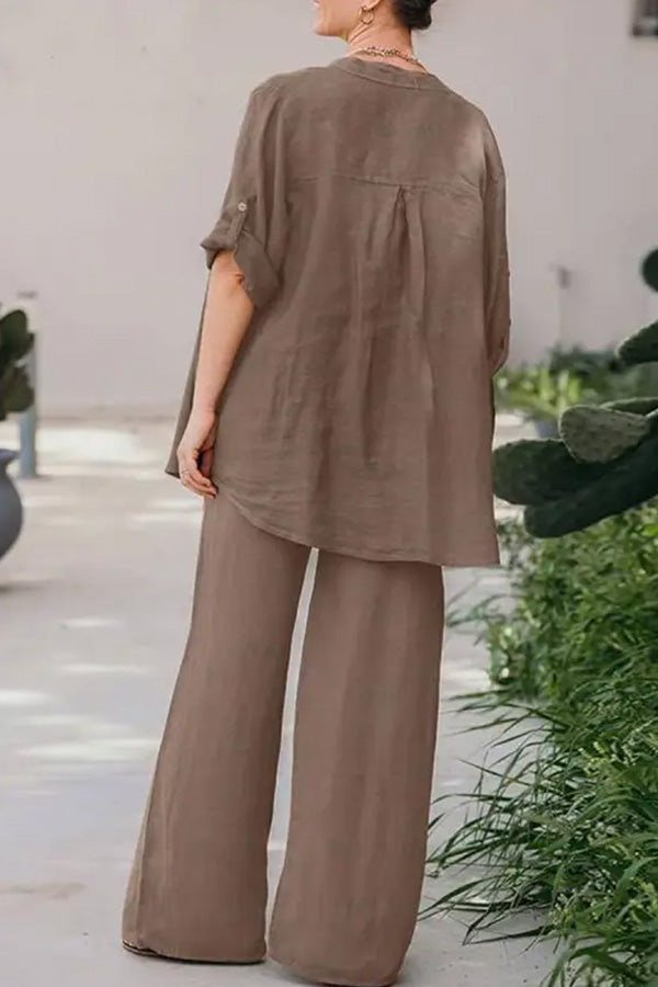 Loose Color Shirt Pants Set