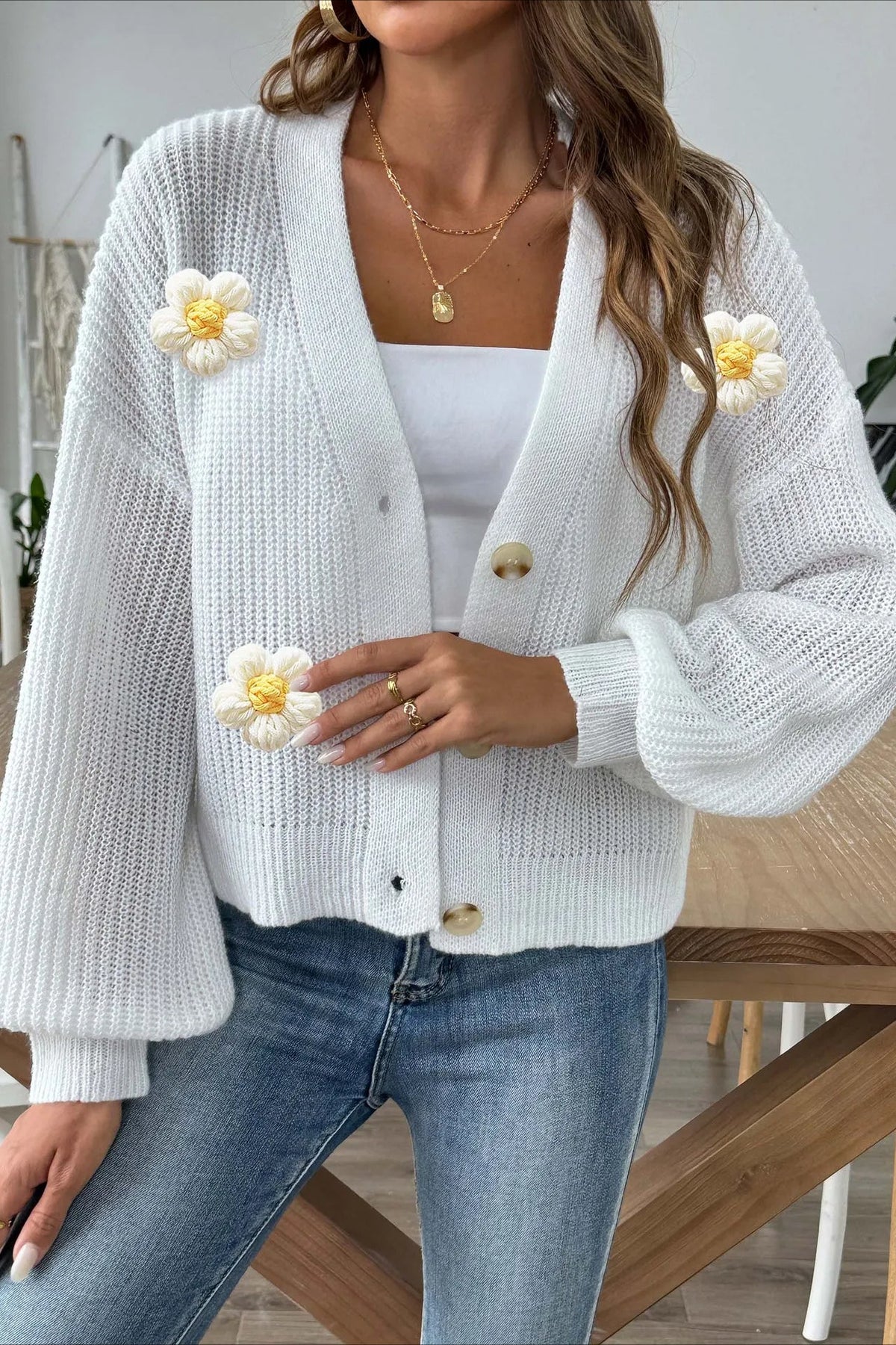 Short Knit Long Sleeve Cardigan